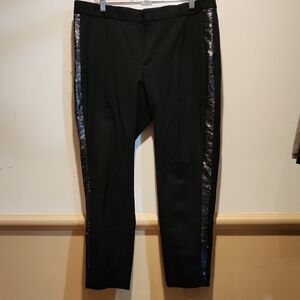 Banana Republic Black Pants with Silver Side Stripes